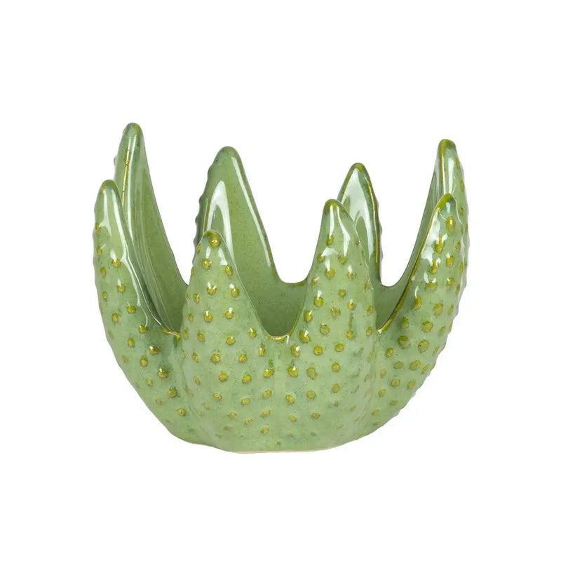 Candle Holder - Green Aloe 10.5cm - Ceramic
