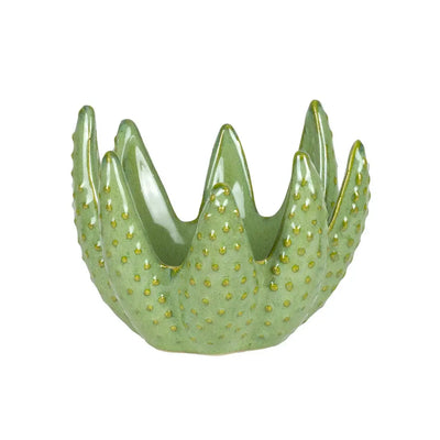 Candle Holder - Green Aloe 10.5cm - Ceramic