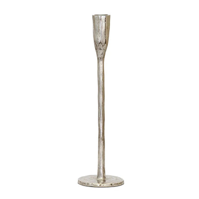 Candle Holder - Sculpted Silver 26cm - Pewter