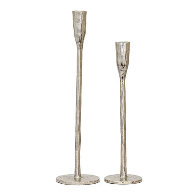 Candle Holder - Sculpted Silver 26cm - Pewter