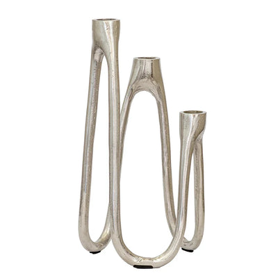 Candle Holder - Sculpted Silver Trinity - Pewter