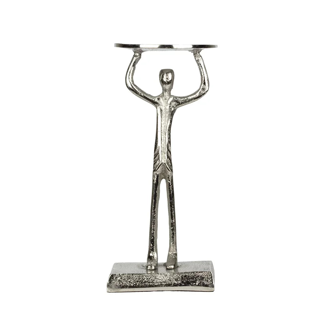 Candle Holder - Silver Man 28.5cm - Pewter