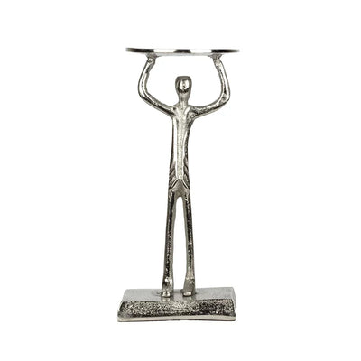 Candle Holder - Silver Man 28.5cm - Pewter