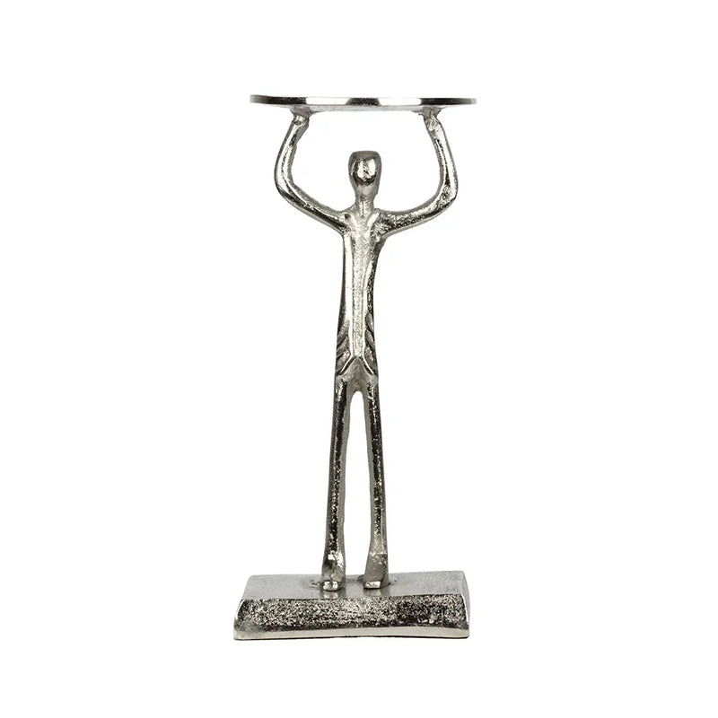 Candle Holder - Silver Man 28.5cm - Pewter