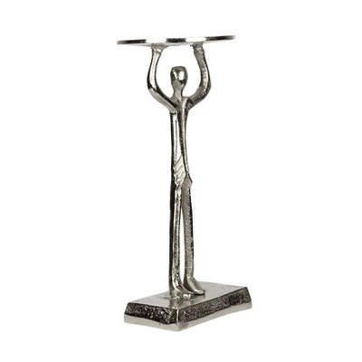 Candle Holder - Silver Man 28.5cm - Pewter