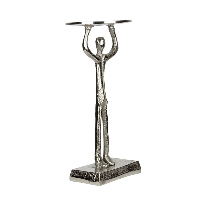 Candle Holder - Silver Man 28.5cm - Pewter