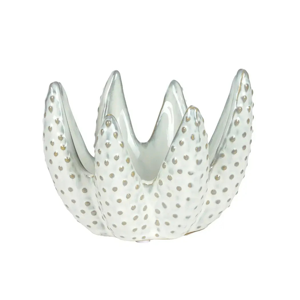 Candle Holder - White Aloe 10.5cm - Ceramic