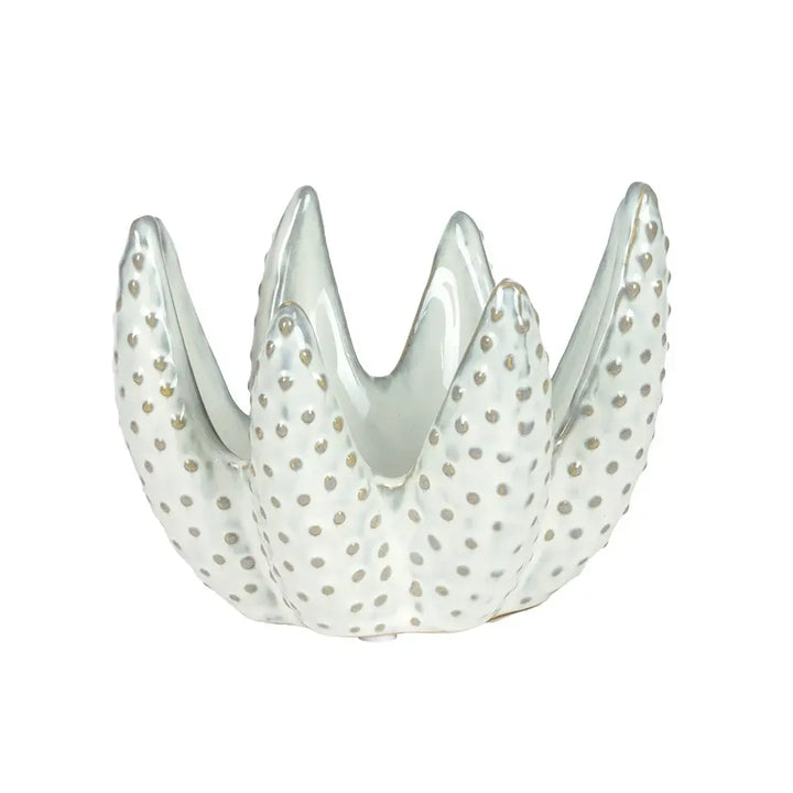 Candle Holder - White Aloe 10.5cm - Ceramic