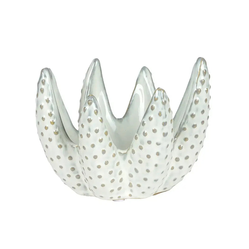 Candle Holder - White Aloe 10.5cm - Ceramic