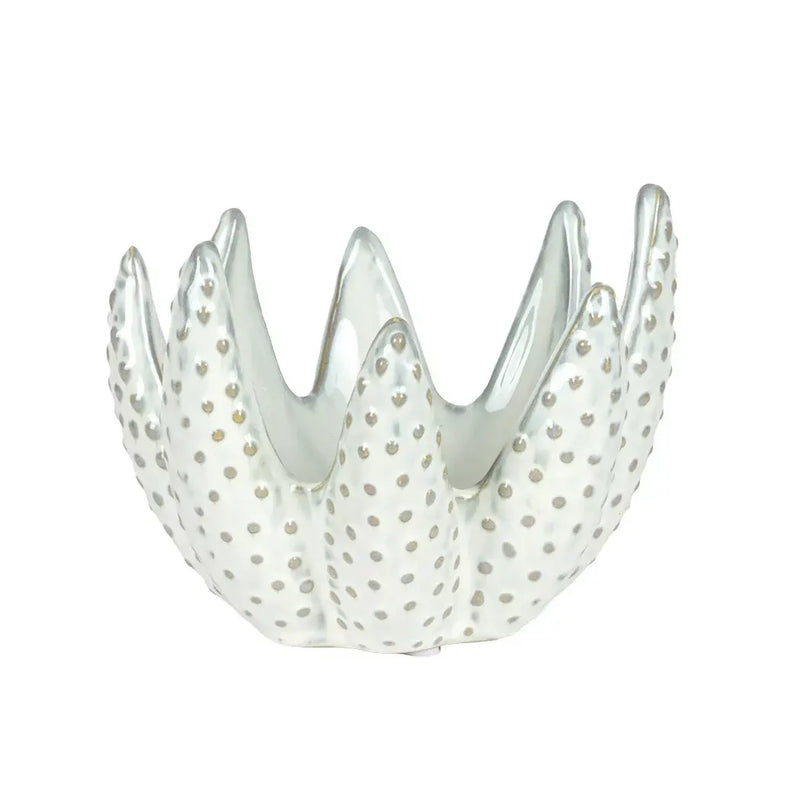 Candle Holder - White Aloe 10.5cm - Ceramic