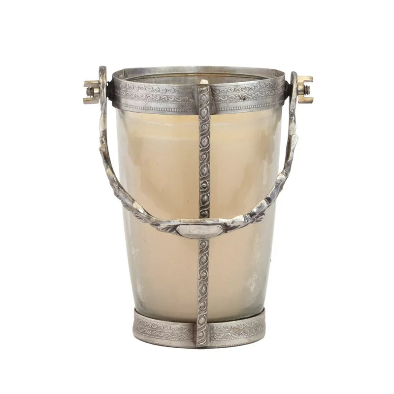 Candle - Silver Cage & Glass - Pewter