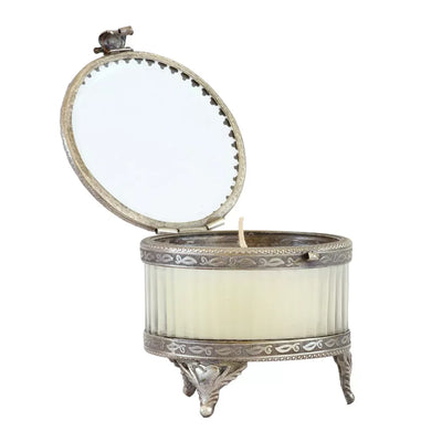 Candle - Silver Round Elevated - Pewter