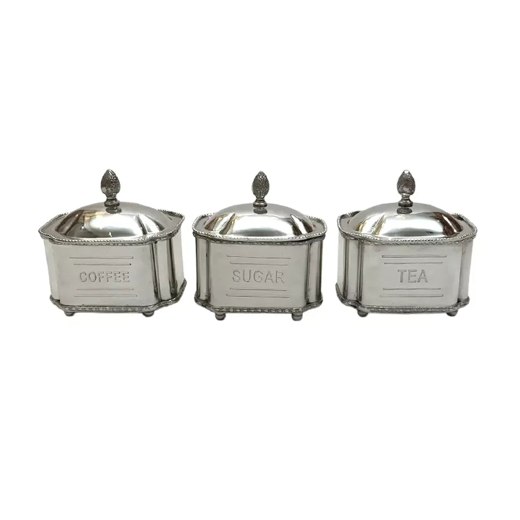 Canister Set - Silver Coffee Tea Sugar Royal - Pewter