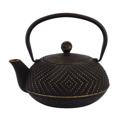 Cast Iron Teapot - Black & Gold Dots Kitchen