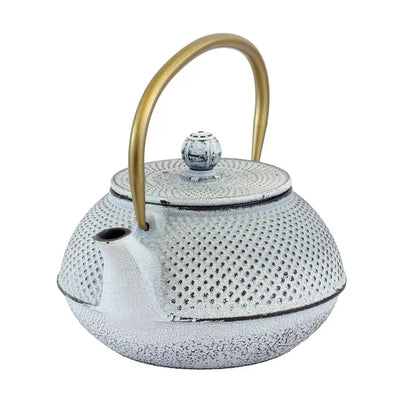 Cast Iron Teapot - Cool White Dots Kitchen
