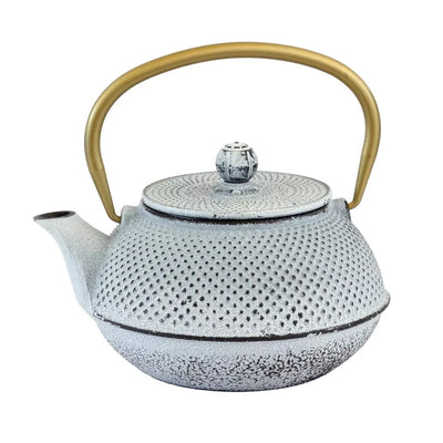 Cast Iron Teapot - Cool White Dots Kitchen