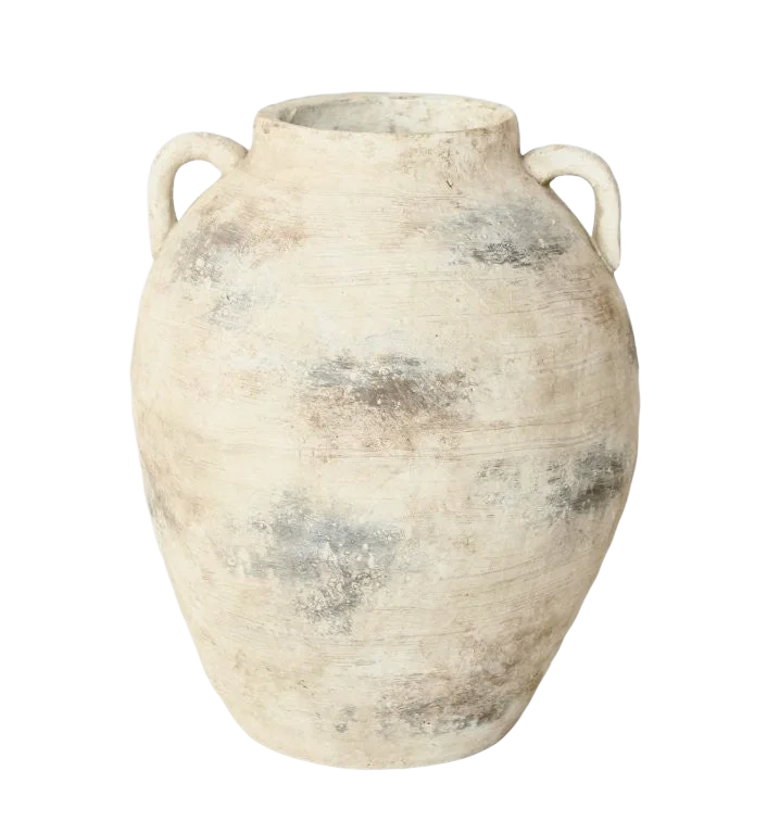 Cement Vase - 2 Handled Urn Vintaged 38cm - Ceramic