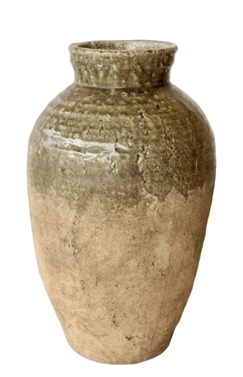 Cement Vase - Distressed Off Green 45cm - Ceramic