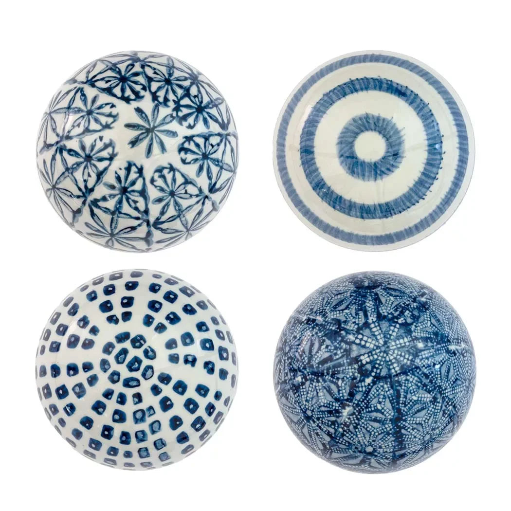 Ceramic Balls - Set of 4 Blue & White Beauty 10cm - Ceramic