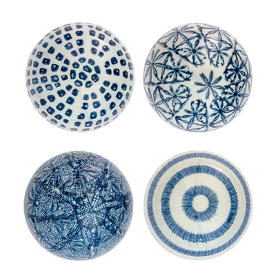 Ceramic Balls - Set of 4 Blue & White Beauty 10cm - Ceramic