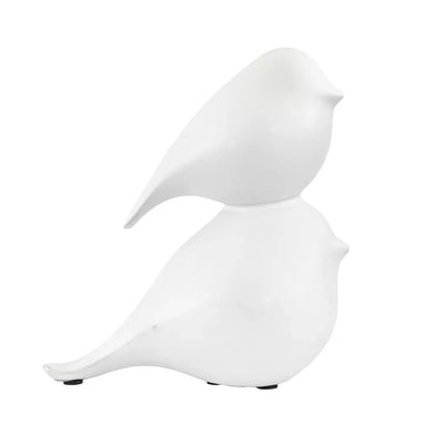 Ceramic Birds - White Stacked 22cm