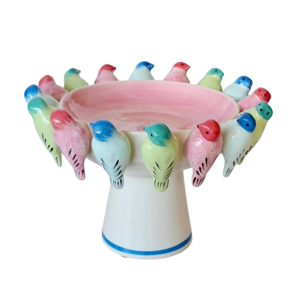 Ceramic Bowl - Elevated Flock of Colourful Birds 24cm