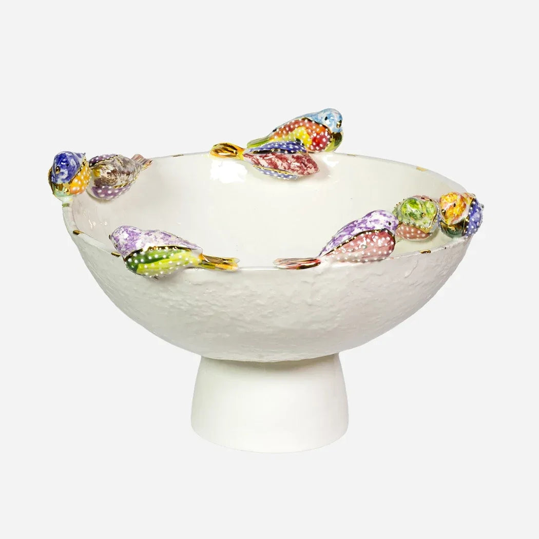 Ceramic Bowl - Flock of Colourful Birds - Ceramic