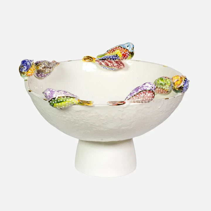 Ceramic Bowl - Flock of Colourful Birds - Ceramic