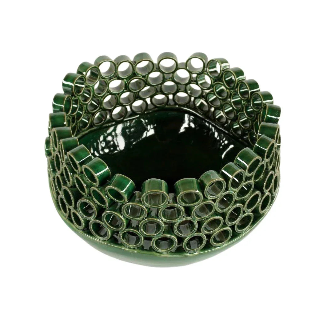 Ceramic Bowl - Green Rings - Ceramic