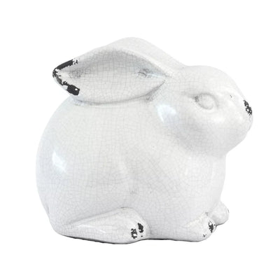 Ceramic Bunny - Cracked Glaze White - Ceramic