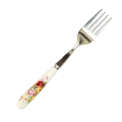 Ceramic Cake Fork - Pink & Yellow Roses - Ceramic