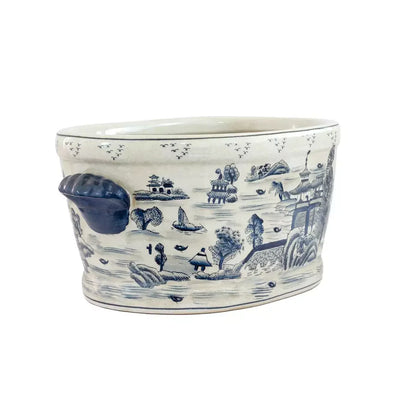 Ceramic Footbath/Planter - Oriental Blue & White