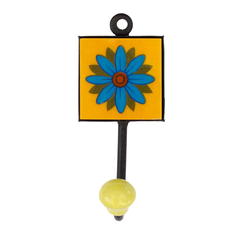 Ceramic Hook - Single Yellow Flower - Ceramic