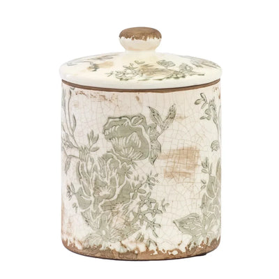 Ceramic Jar - Greens With Lid 15cm - Ceramic