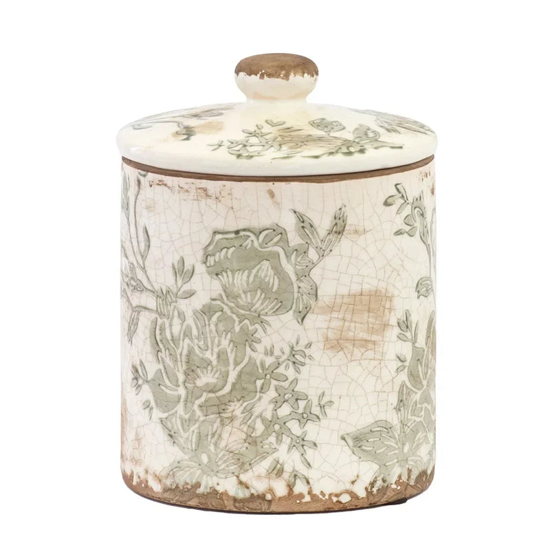 Ceramic Jar - Greens With Lid 15cm - Ceramic