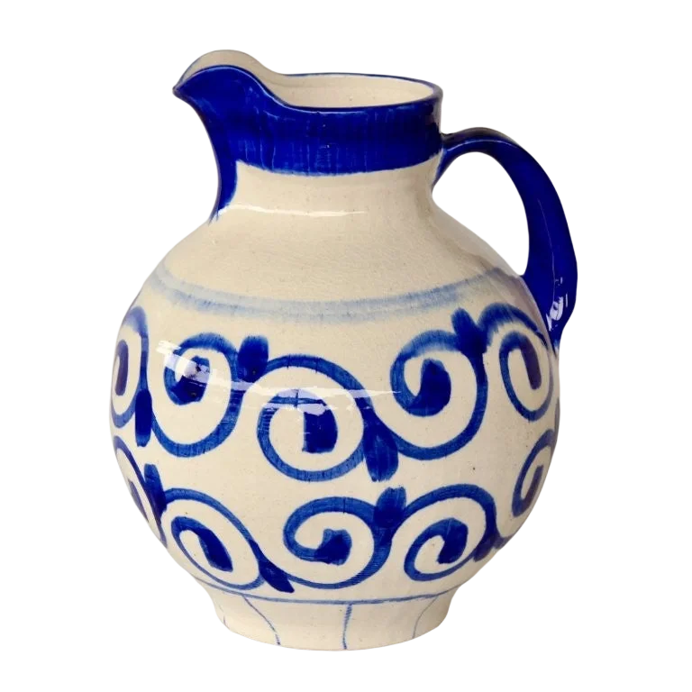 Ceramic Jug - Blue Circles Cracked Glaze 35cm - Ceramic