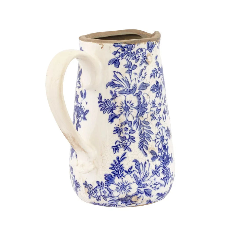 Ceramic Jug - Blue Floral 18.5cm - Ceramic