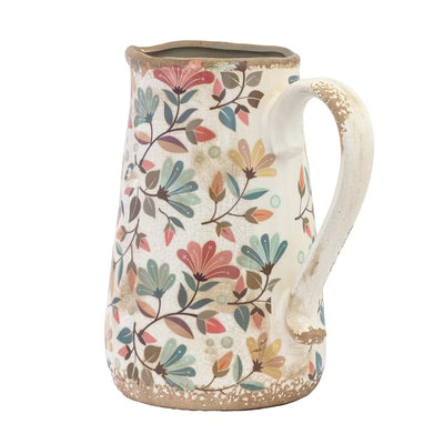 Ceramic Jug - Colourful Flowers 23.5cm - Ceramic