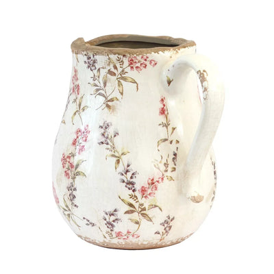 Ceramic Jug - Light Pink Floral Fatty Large - Ceramic