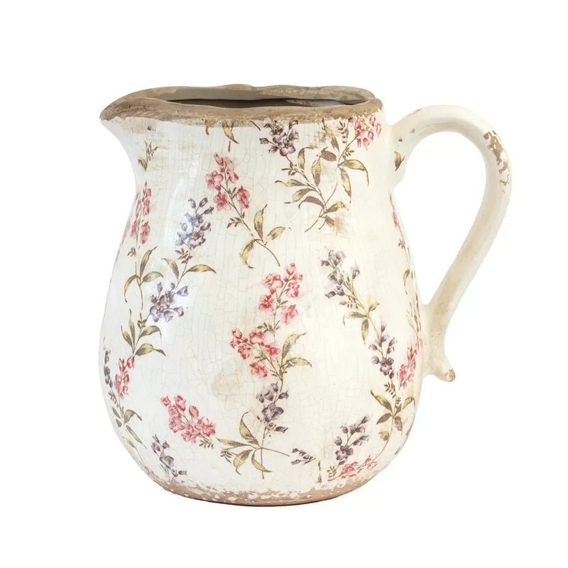 Ceramic Jug - Light Pink Floral Fatty Large - Ceramic