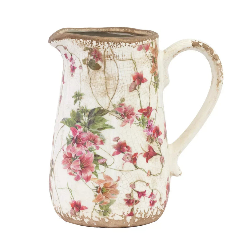 Ceramic Jug - Pink Floral 19cm - Ceramic