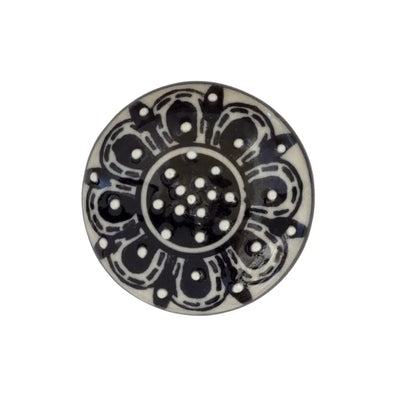 Ceramic Knob - Black Dots Flat - Ceramic