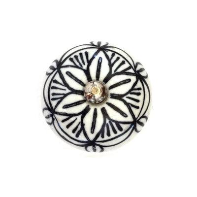 Ceramic Knob - Black Petals - Ceramic