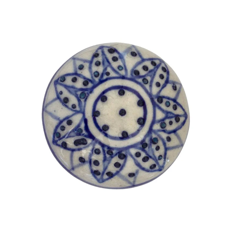 Ceramic Knob - Blue Dots Flat - Ceramic