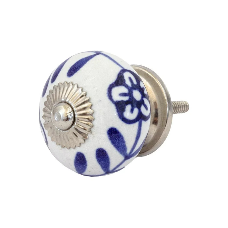 Ceramic Knob - Blue Flower - Ceramic