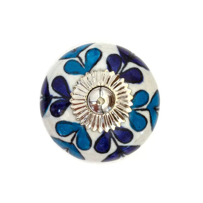 Ceramic Knob - Blue Sprouts - Ceramic