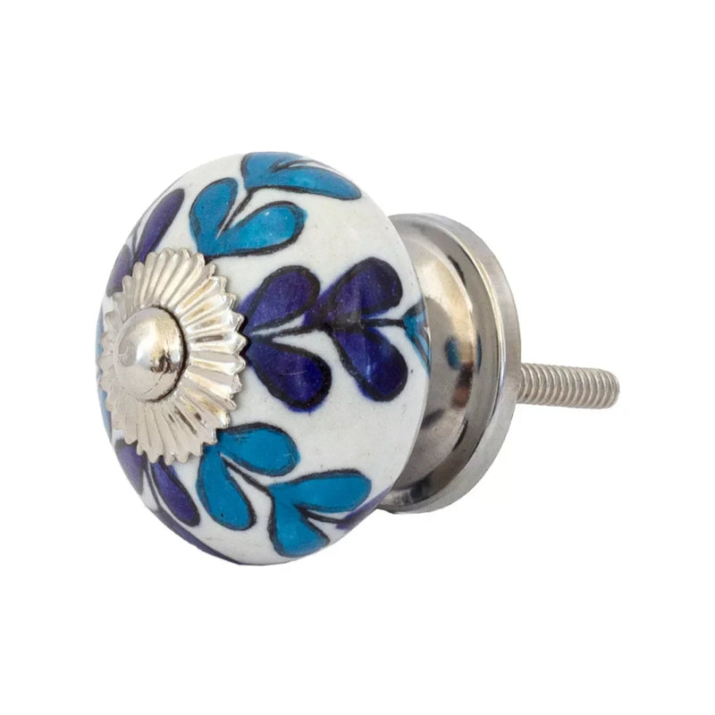 Ceramic Knob - Blue Sprouts - Ceramic