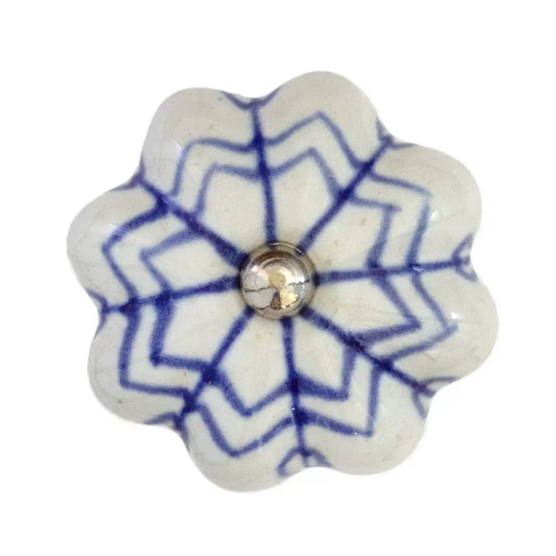 Ceramic Knob - Blue & White Star
