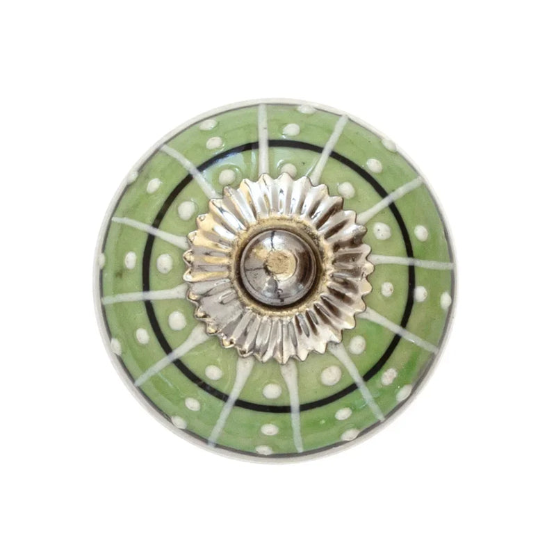 Ceramic Knob - Green Dotted - Ceramic