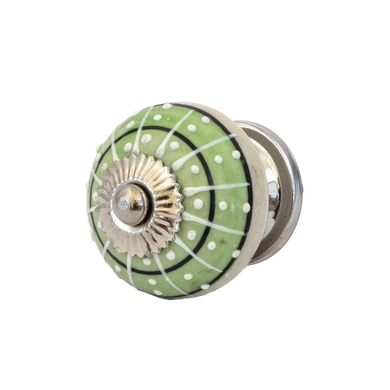 Ceramic Knob - Green Dotted - Ceramic